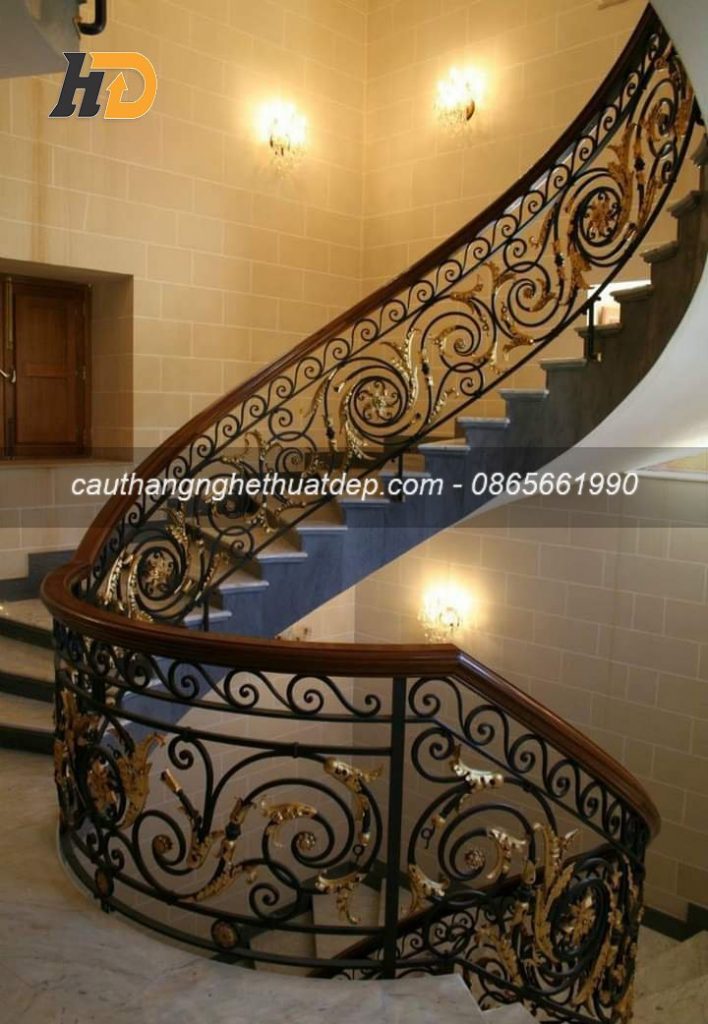 Cầu thang nghệ thuật đẹp mang phong cách tân cổ điển